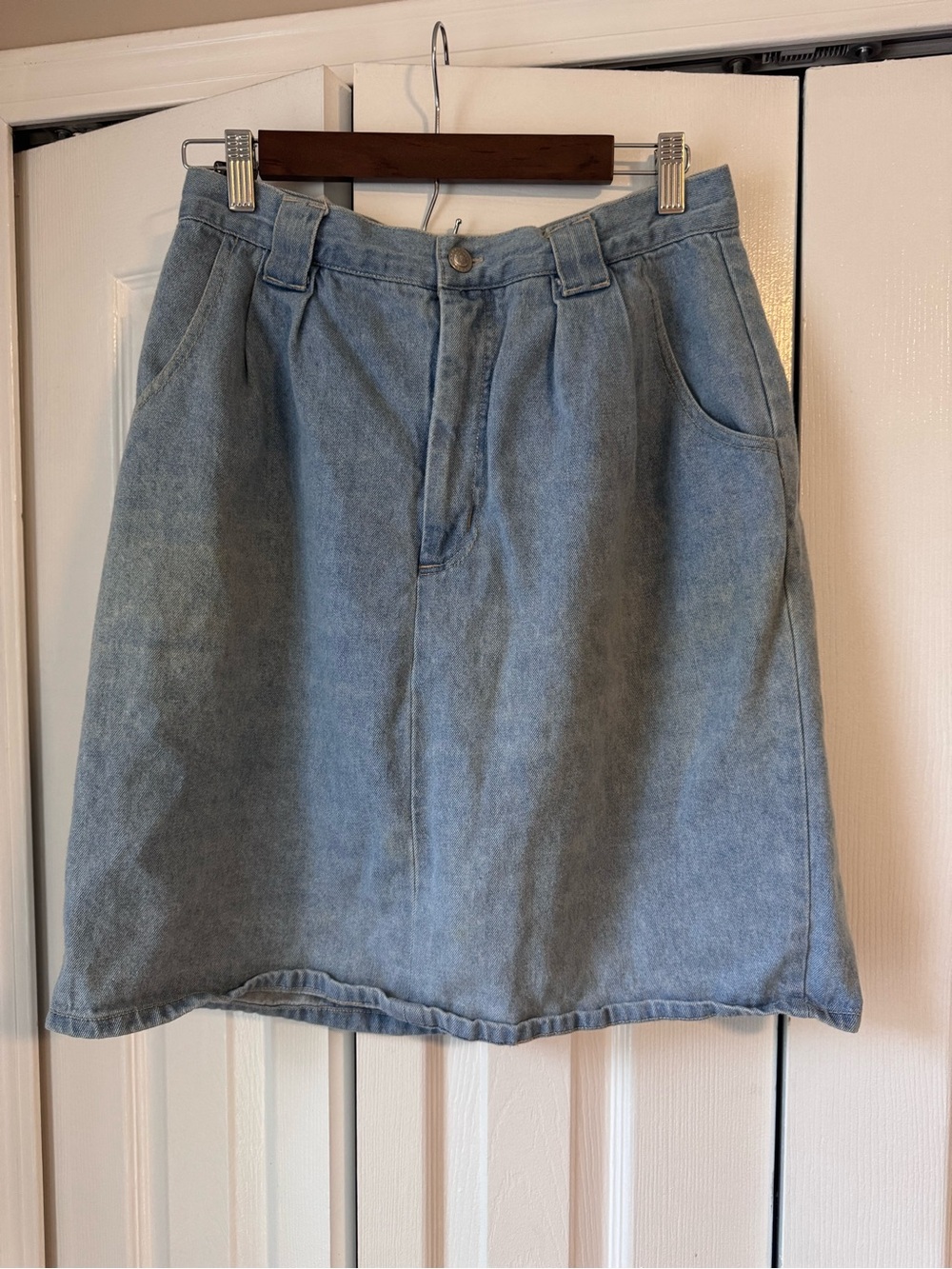 Vtg Gloria Vanderbilt Pleated Denim Midi Skirt High Waisted Cottagecore Jean 90s